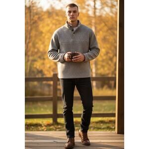 Van Heusen Mens‎ Quarter Zip Pullover Sweater XXL Gray